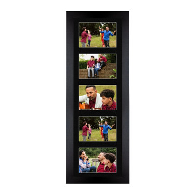 B&Q -  26X8 Black Sleek Multi Photo Frame With Black MountHolds 5 Apertures (5X) 6X4 Photos
