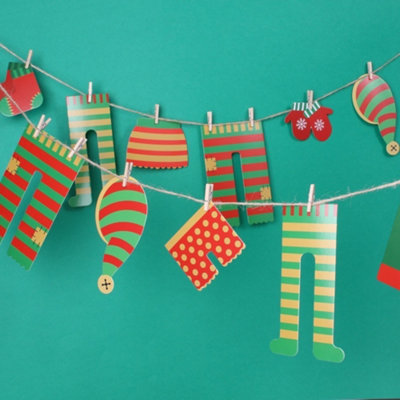 I Love Fancy Dress Christmas Decoration Elf Washing LinePack Of 8 from B&Q