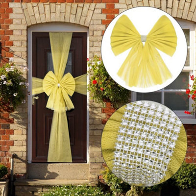 I Love Fancy Dress Large Gold Christmas Door Bow Diamante DecorationPack Of 2 from B&Q