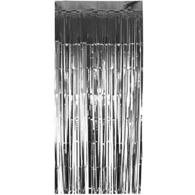 I Love Fancy Dress Silver Foil Door Curtain Backdrop 8Ft TinselPack Of 12 from B&Q