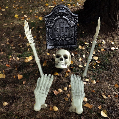 I Love Fancy Dress Tombstone With 5 Piece Groundbreaking Skeleton Decoration from B&Q