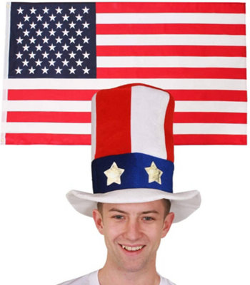 I Love Fancy Dress Usa 3X5Ft Flag + Uncle Sam Usa Top Hat from B&Q