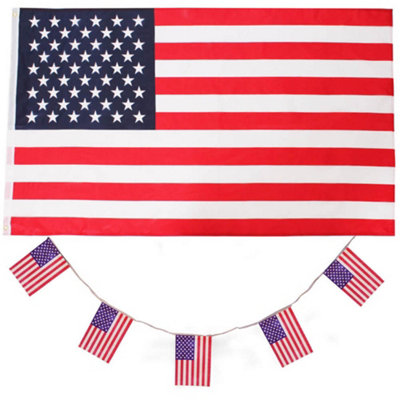I Love Fancy Dress Usa Flag American 3X5Ft Flag + America Flag BuntingPack Of 3 from B&Q