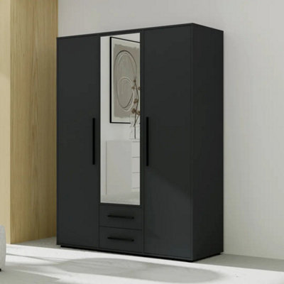 Arte Maxione 12 Hinged Door Wardrobe 150CmBlackBold Contemporary Storage Statement from B&Q