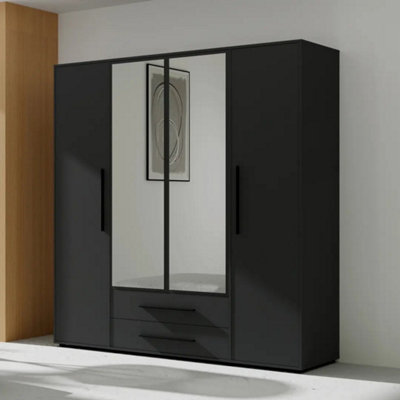 Arte Maxione 13 Hinged Door Wardrobe 198CmBlackBold Contemporary Statement Wardrobe from B&Q
