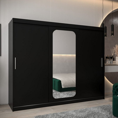 Arte Uppsala T2 Sliding Door Wardrobe 250Cm In BlackBold Mirrored Storage For Contemporary Spaces from B&Q