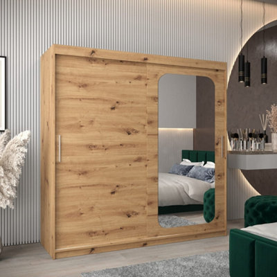 Arte Uppsala T2 Sliding Door Wardrobe 200Cm In ArtisanWarm Modern Storage With Mirrored Elegance from B&Q