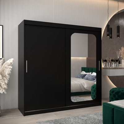 Arte Uppsala T2 Sliding Door Wardrobe 200Cm In BlackBold Mirrored Storage For Modern Living from B&Q