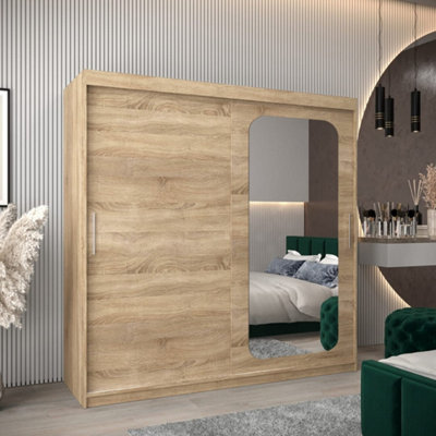 Arte Uppsala T2 Sliding Door Wardrobe 200Cm In Oak SonomaTimeless Storage With Mirrored Elegance from B&Q