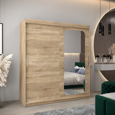 Arte Uppsala T2 Sliding Door Wardrobe 180Cm In Oak SonomaTimeless Storage With Mirrored Sophistication from B&Q