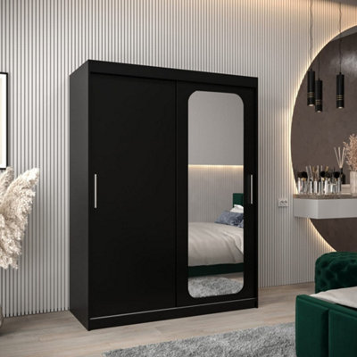 Arte Uppsala T2 Sliding Door Wardrobe 150Cm In BlackBoldMirrored Storage For Compact Living from B&Q