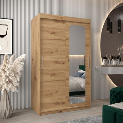 Arte Uppsala T2 Sliding Door Wardrobe 120Cm In ArtisanCompact Warmth With Mirrored Style from B&Q