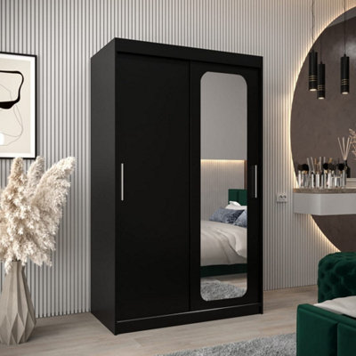 Arte Uppsala T2 Sliding Door Wardrobe 120Cm In BlackBoldMirrored Storage For Modern Spaces from B&Q