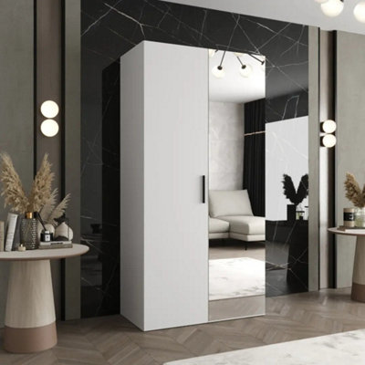 Arte Bari Ii Hinged Door Wardrobe 100Cm In WhiteBrightMirrored Storage For Effortless Living from B&Q