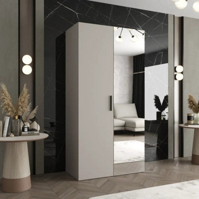 Arte Bari Ii Hinged Door Wardrobe 100Cm In CashmereSereneMirrored Storage For Refined Living from B&Q