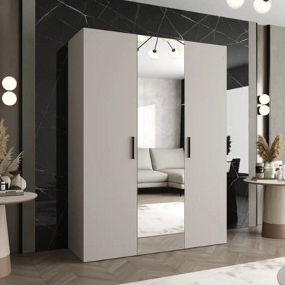 Arte Bari Ii Hinged Door Wardrobe 150Cm In CashmereSereneMirrored Storage For Refined Living from B&Q