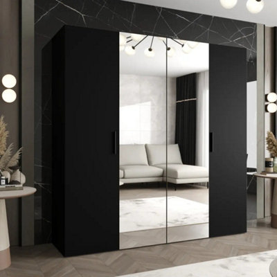 Arte Bari Ii Hinged Door Wardrobe 200Cm In BlackBoldMirrored Storage For The Confident Home from B&Q