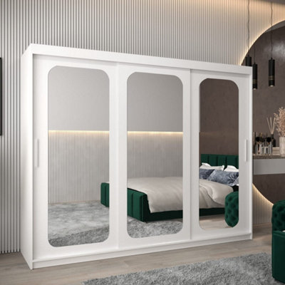 Arte Uppsala T3 Sliding Door Wardrobe 250Cm In WhiteContemporary Mirrored Wardrobe For Organised Living from B&Q