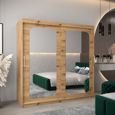 Arte Uppsala T3 Sliding Door Wardrobe 200Cm In Oak ArtisanMirrored Wardrobe With Inviting Woodgrain from B&Q