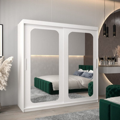 Arte Uppsala T3 Sliding Door Wardrobe 200Cm In BlackModern Mirrored Wardrobe With Striking Presence from B&Q
