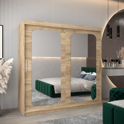 Arte Uppsala T3 Sliding Door Wardrobe 200Cm In Oak SonomaClassic Woodgrain Mirrored Storage from B&Q