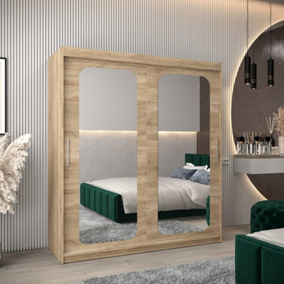 Arte Classic Versatility With The Oak Sonoma Uppsala T3Timeless Mirrored Wardrobe For Effortless Organisation from B&Q