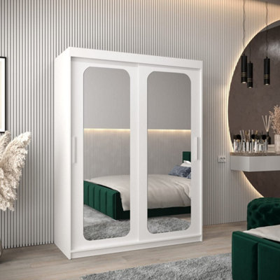 Arte Uppsala T3 Sliding Door Wardrobe 150Cm In WhiteSleek Mirrored Wardrobe For Light-Filled Interiors from B&Q