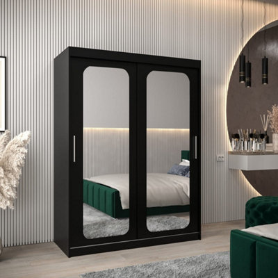 Arte Uppsala T3 Sliding Door Wardrobe 150Cm In BlackBold Mirrored Storage For Urban Retreats from B&Q