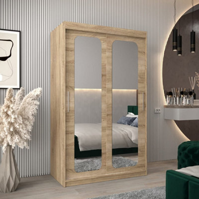 Arte Uppsala T3 Sliding Door Wardrobe 120Cm In Oak SonomaTimeless Mirrored Wardrobe For Effortless Organisation from B&Q
