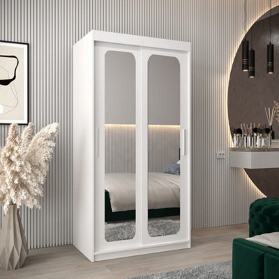 Arte Uppsala T3 Sliding Door Wardrobe 100Cm In WhiteSleek Mirrored Wardrobe For Light-Filled Interiors from B&Q