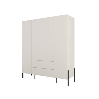 Arte Yukon Hinged Door Wardrobe 180CmCashmere FinishFour DoorsShelvesRails & Drawers from B&Q
