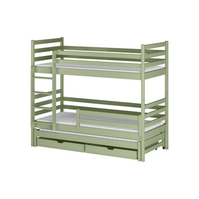 Arte Luke Bunk Bed With Trundle And Storage In Olive 90X190CmFunctional Triple Sleeper In Nature-Inspired Finish from B&Q