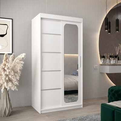 Arte Bright White Uppsala V2 Sliding Door Wardrobe 100CmPractical Storage With Mirror from B&Q