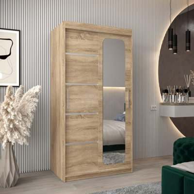 Arte Elegant Oak Sonoma Uppsala V2 Sliding Door Wardrobe 100CmContemporary Storage from B&Q
