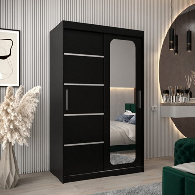 Arte Sleek Black Uppsala V2 Sliding Door Wardrobe 120CmSmartMinimal Storage from B&Q