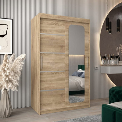 Arte Affordable Oak Sonoma Uppsala V2 Sliding Door Wardrobe 120CmFlexible Storage Design from B&Q