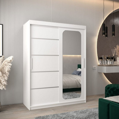Arte Contemporary White Uppsala V2 Sliding Door Wardrobe 150CmSleek Mirrored Design from B&Q