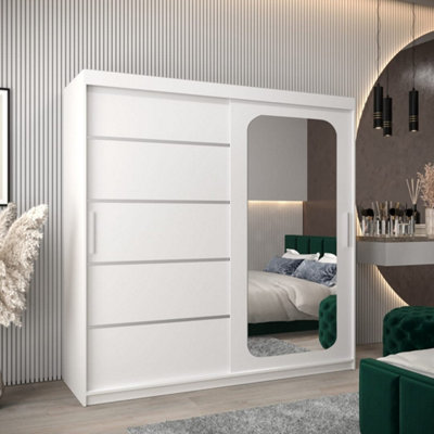 Arte Bright White Uppsala V2 Sliding Door Wardrobe 200CmModern Mirrored Organisation from B&Q