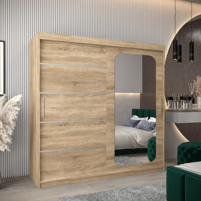 Arte Efficient Oak Sonoma Uppsala V2 Sliding Door Wardrobe 200CmCustom Capacity In Modern Style from B&Q