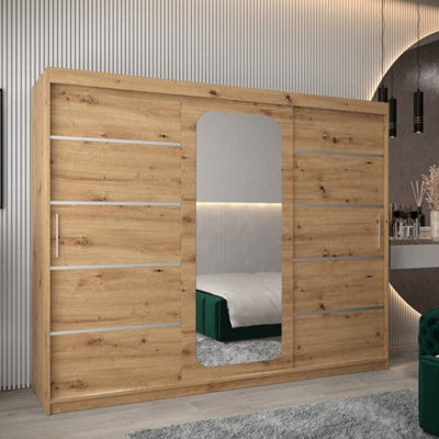 Arte Expansive Oak Artisan Uppsala V2 Sliding Door Wardrobe 250CmSophisticated Family Organisation from B&Q