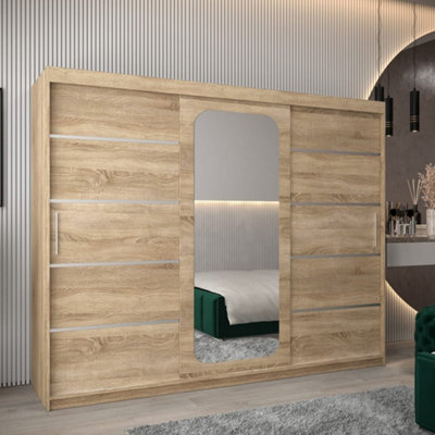 Arte Functional Oak Sonoma Uppsala V2 Sliding Door Wardrobe 250CmCustomisable Large-Capacity Storage from B&Q