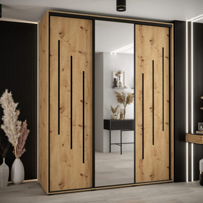 Arte Versatile Oak Artisan Cannes Ix Sliding Door Wardrobe 200CmExpansive Family Storage from B&Q