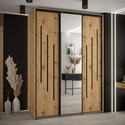 Arte Efficient Oak Artisan Cannes Ix Sliding Door Wardrobe 170CmPractical Design For Organised Homes from B&Q