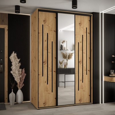 Arte Warm Oak Artisan Cannes Ix Sliding Door Wardrobe 150CmPractical Family Storage from B&Q