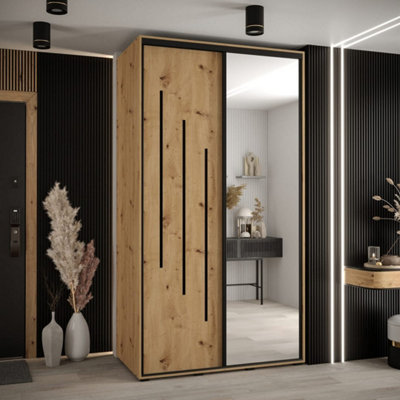 Arte Efficient Oak Artisan Cannes Ix Sliding Door Wardrobe 140CmOrganised Family Storage from B&Q