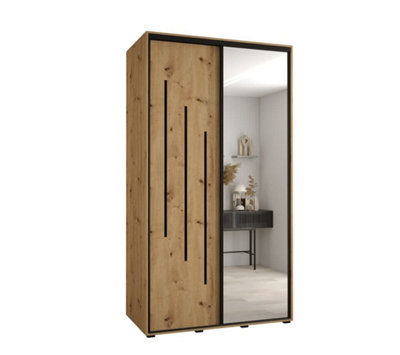 Arte Compact Oak Artisan Cannes Ix Sliding Door Wardrobe 130CmOrganised Family Storage from B&Q