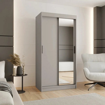 Arte Compact Cashmere Rubino T2 Sliding Door Wardrobe 100CmMirrored Storage For Contemporary Bedrooms from B&Q
