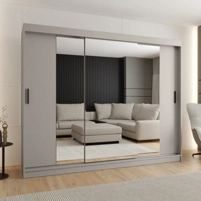 Arte Sleek Cashmere Rubino T2 Sliding Door Wardrobe 250CmThree Sliding Doors With Mirrored Accent from B&Q