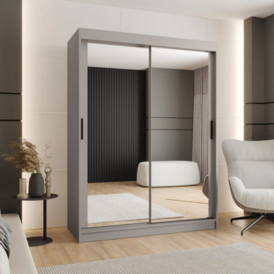 Arte Sleek Cashmere Rubino T3 Sliding Door Wardrobe 150CmMirrored Doors With Versatile Storage Layout from B&Q