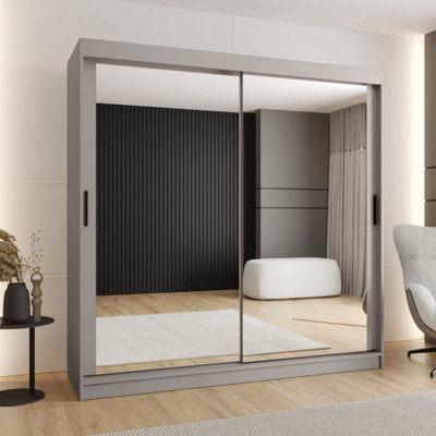 Arte Rubino T3 Sliding Door Wardrobe 200CmCashmere Mirrored Storage For Contemporary Bedrooms from B&Q